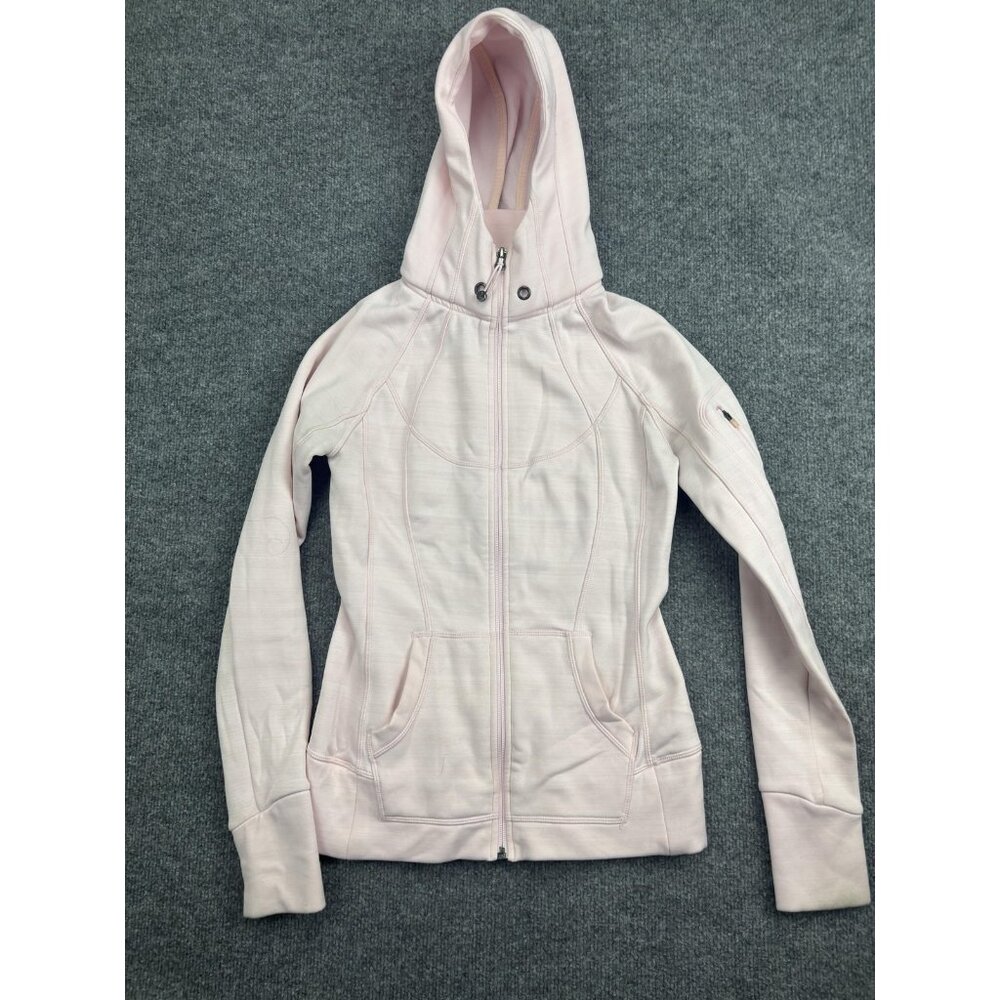 Athleta Hoodie Sweatshirt‎ Womens XS Pink Fleece Full Zip High Neck Pockets